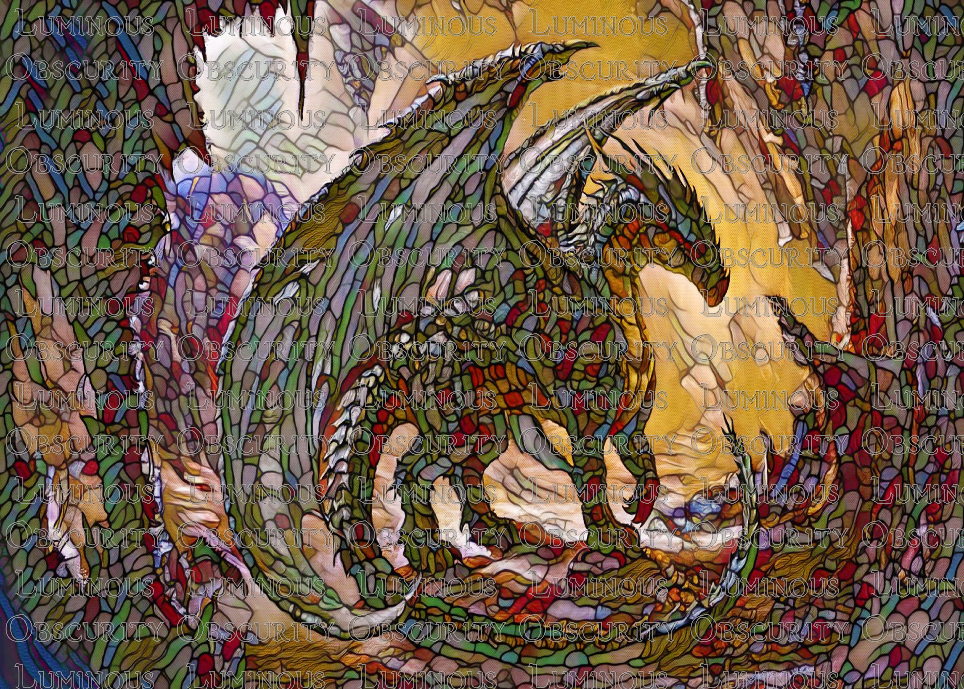 Black Dragon Suncatcher | Handmade Stained Glass Style Fantasy Art