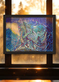 Blue Dragon Suncatcher | Handmade Stained Glass Style Fantasy Art