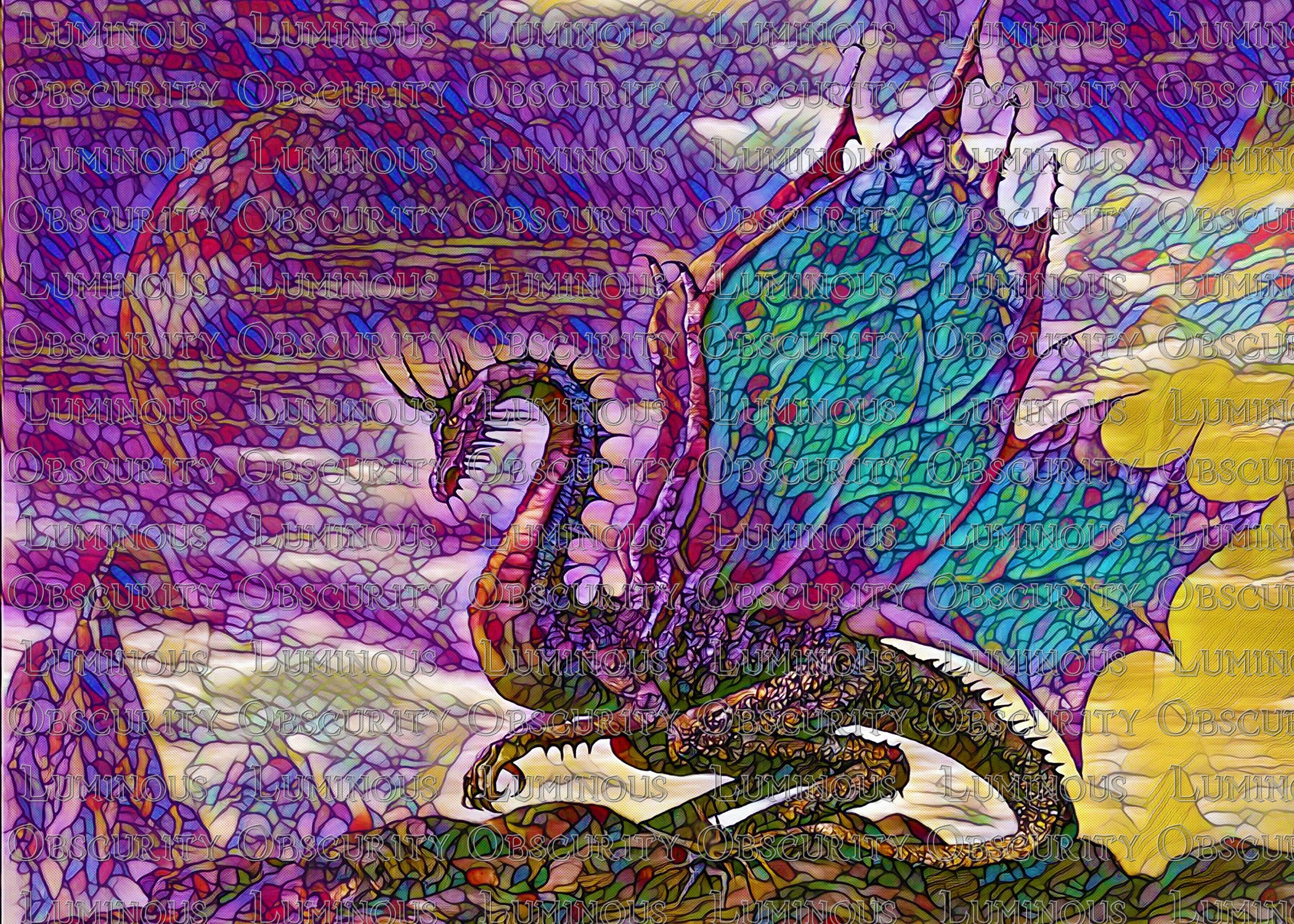 Fairy Dragon Suncatcher | Handmade Stained Glass Style Fantasy Art