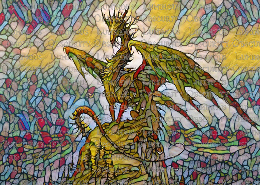Green Dragon Suncatcher | Handmade Stained Glass Style Fantasy Art