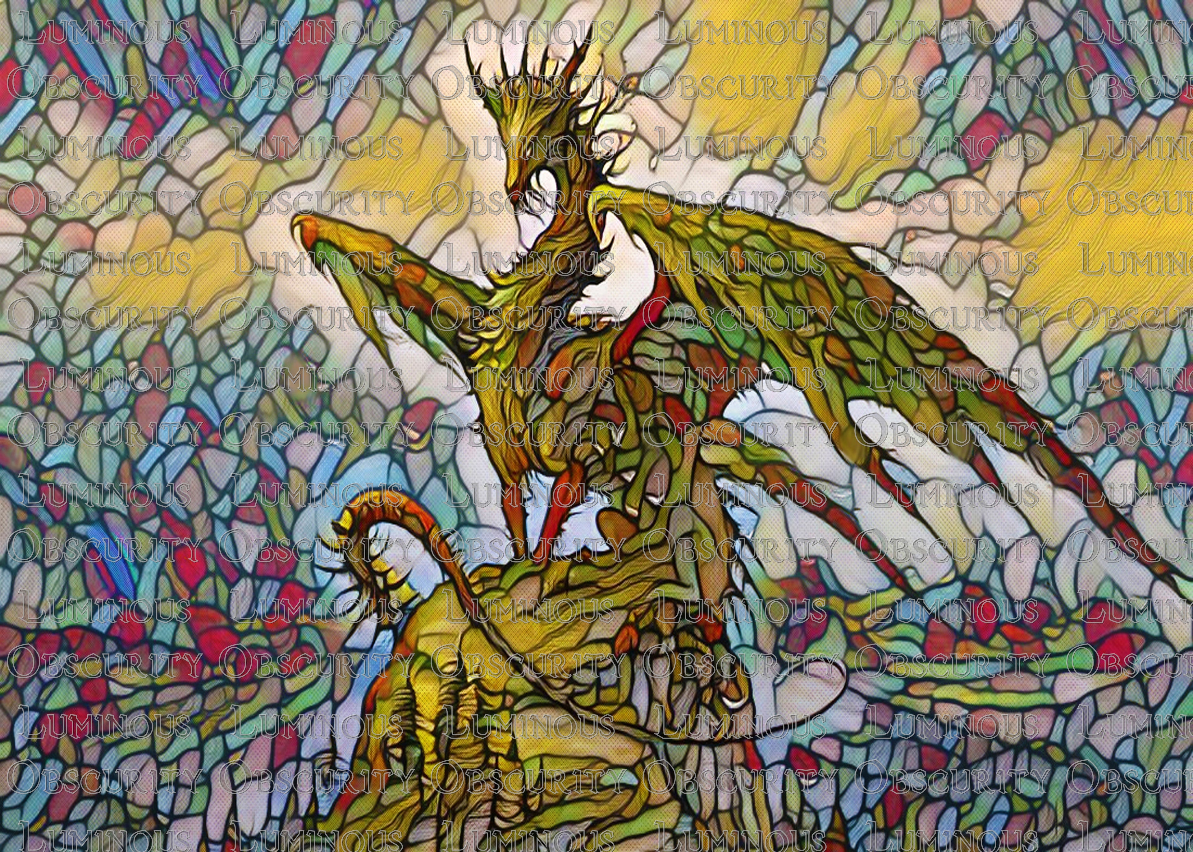 Green Dragon Suncatcher | Handmade Stained Glass Style Fantasy Art