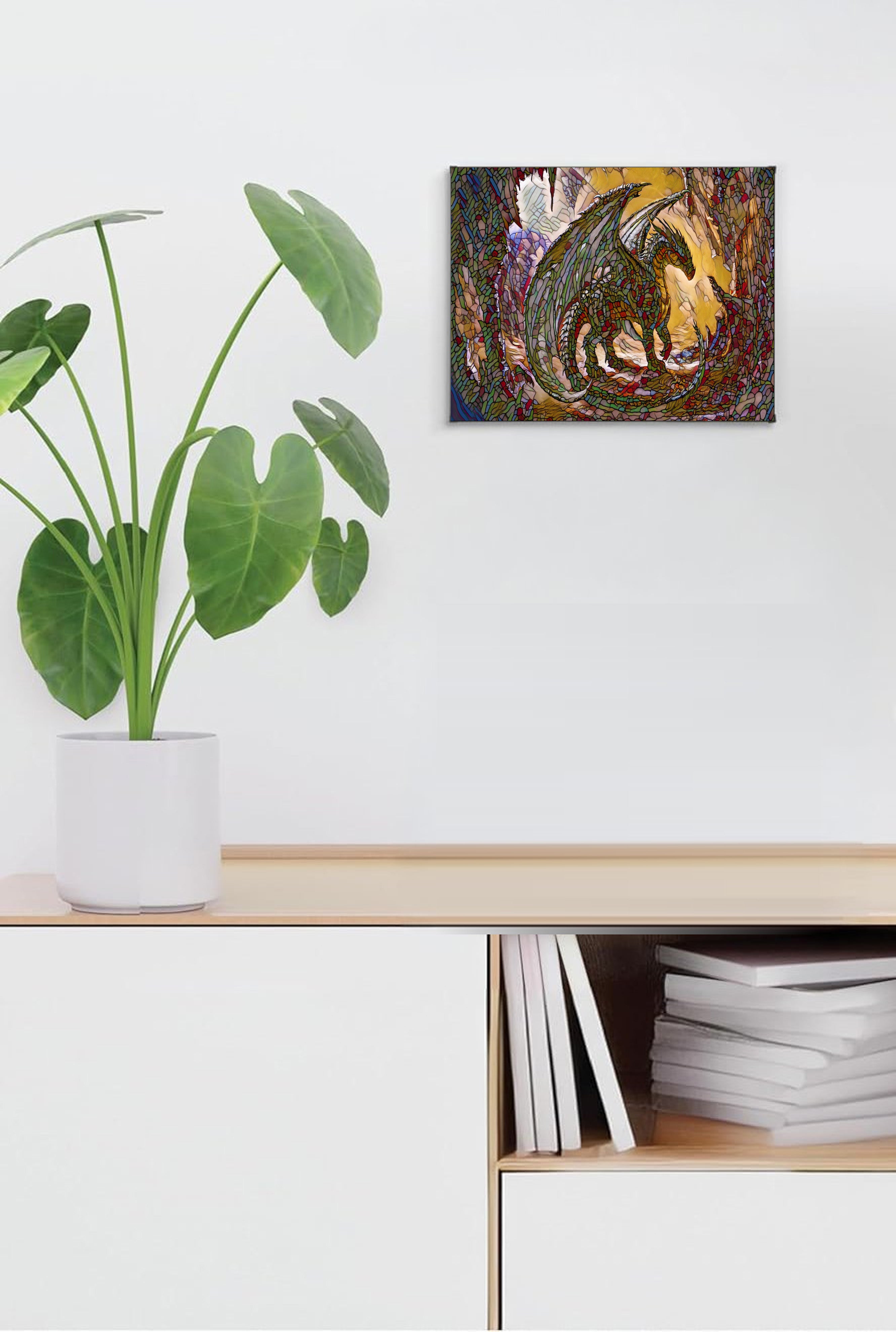 Black Dragon Suncatcher | Handmade Stained Glass Style Fantasy Art
