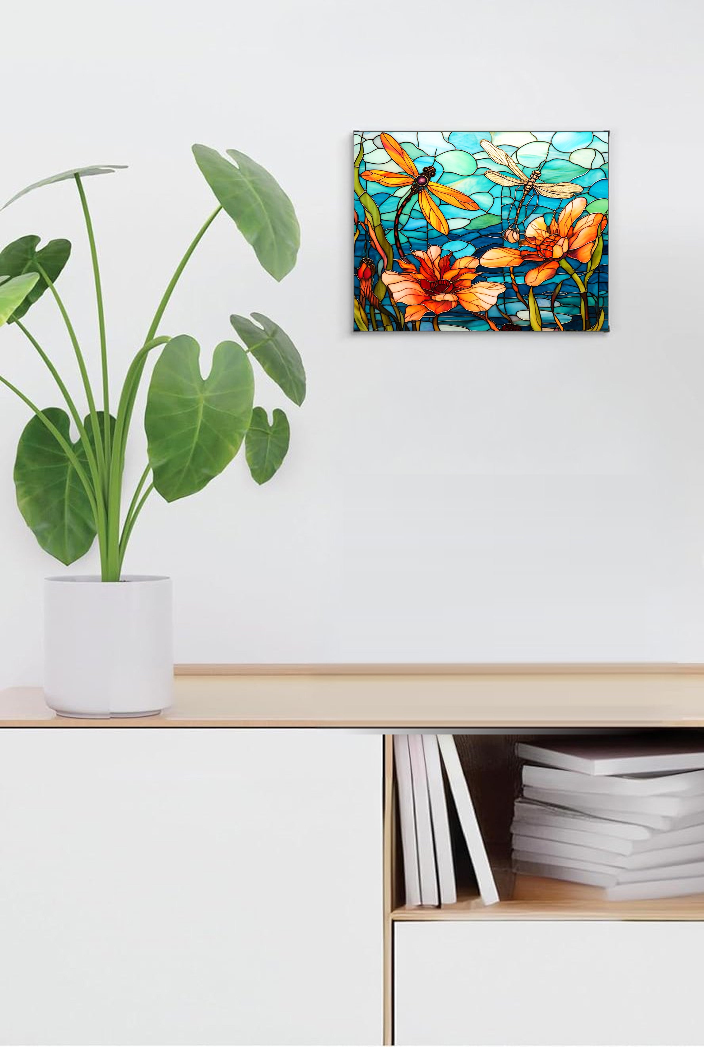 Dragonfly Suncatcher | Handmade Stained Glass Style Window Art