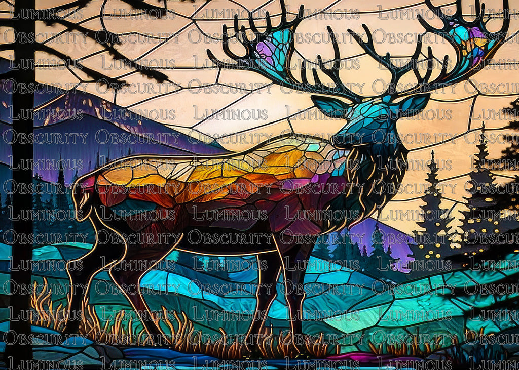 Elk Suncatcher | Handmade Stained Glass Style Window Art