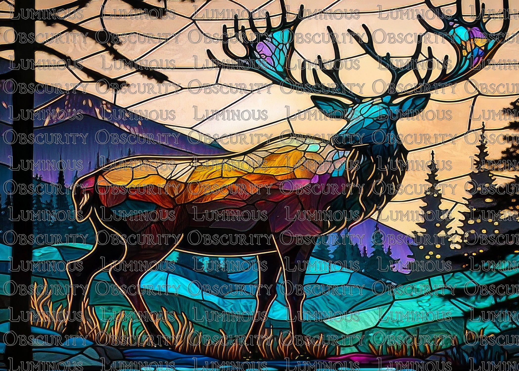 Elk Suncatcher | Handmade Stained Glass Style Window Art