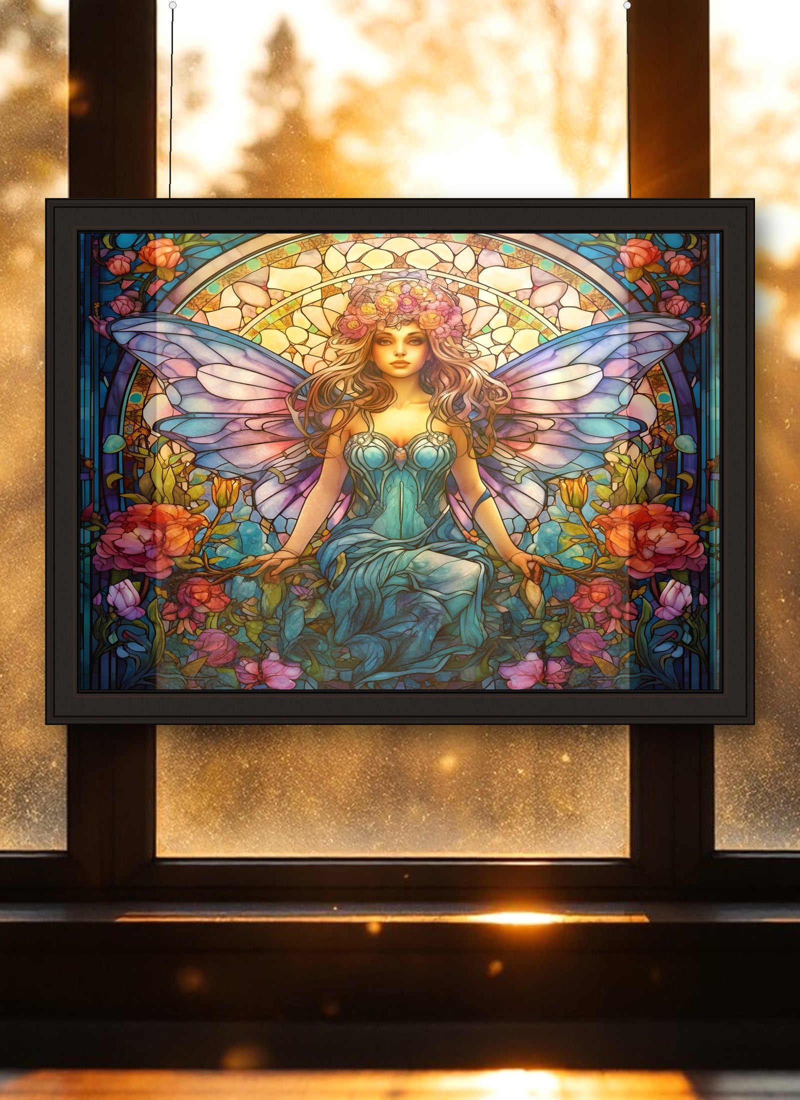 Fairy Suncatcher | Handmade Stained Glass Style Fantasy Art