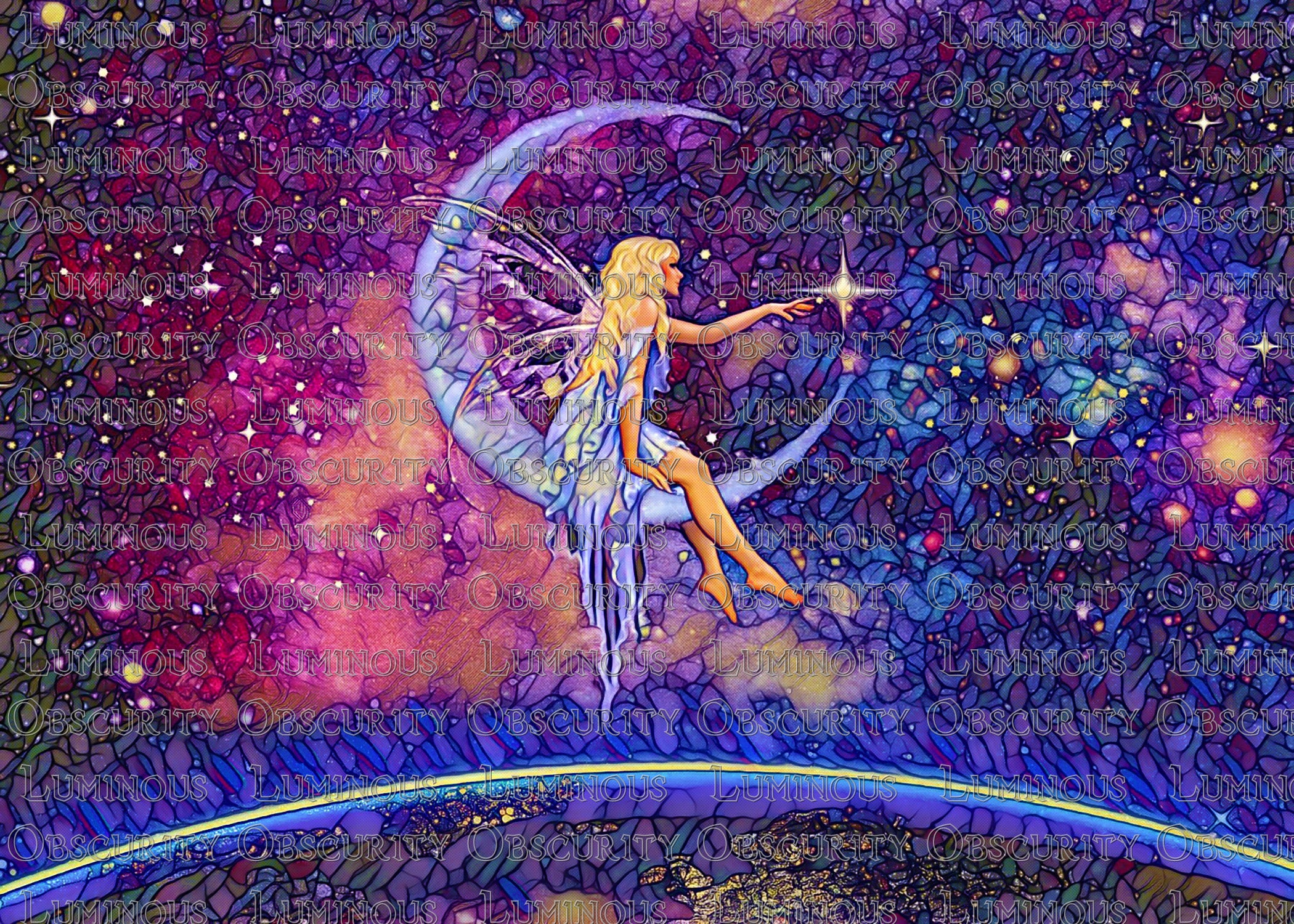 Celestial Fairy Suncatcher | Handmade Stained Glass Style Fantasy Art
