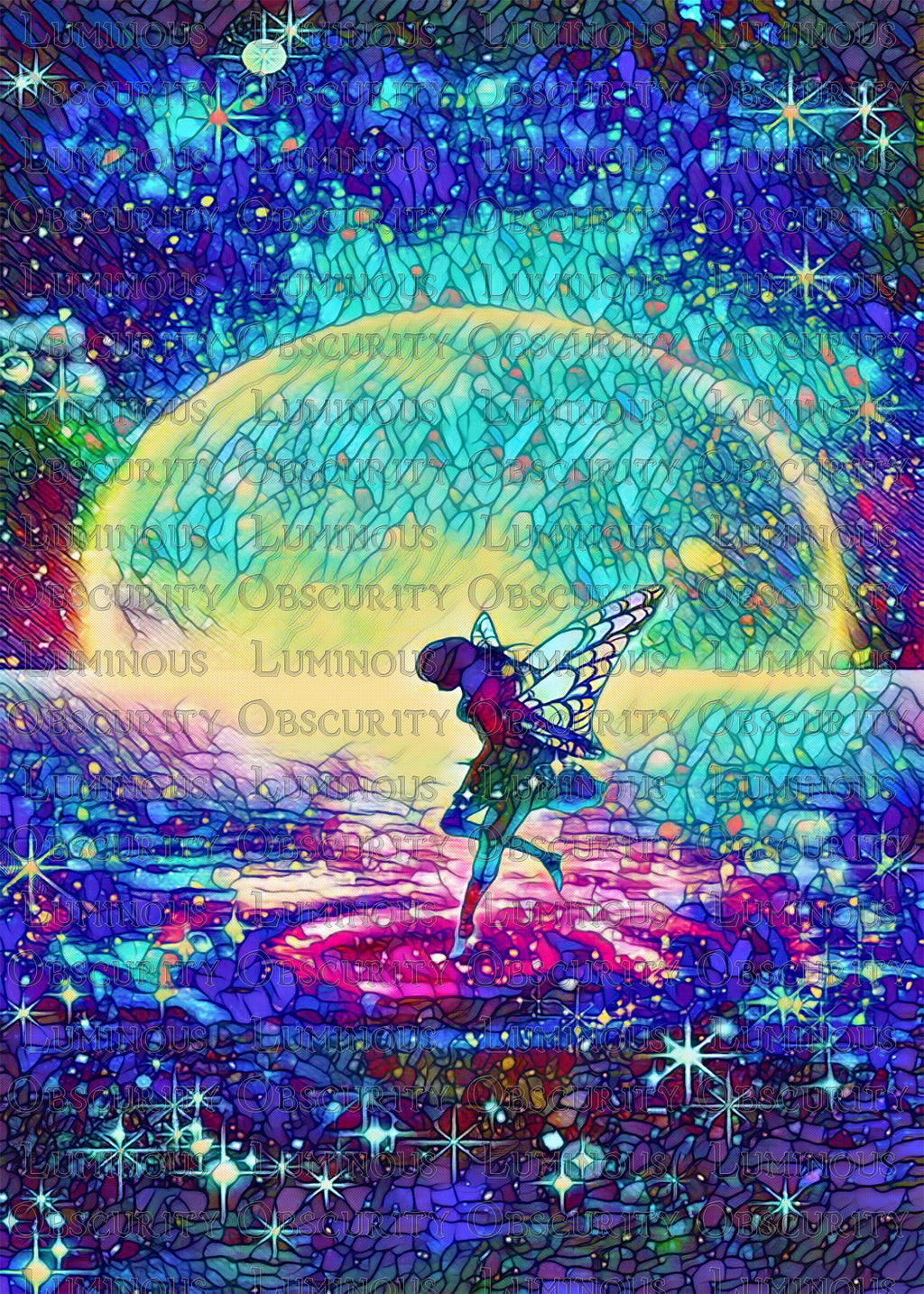 Starry Fairy Suncatcher | Handmade Stained Glass Style Fantasy Art