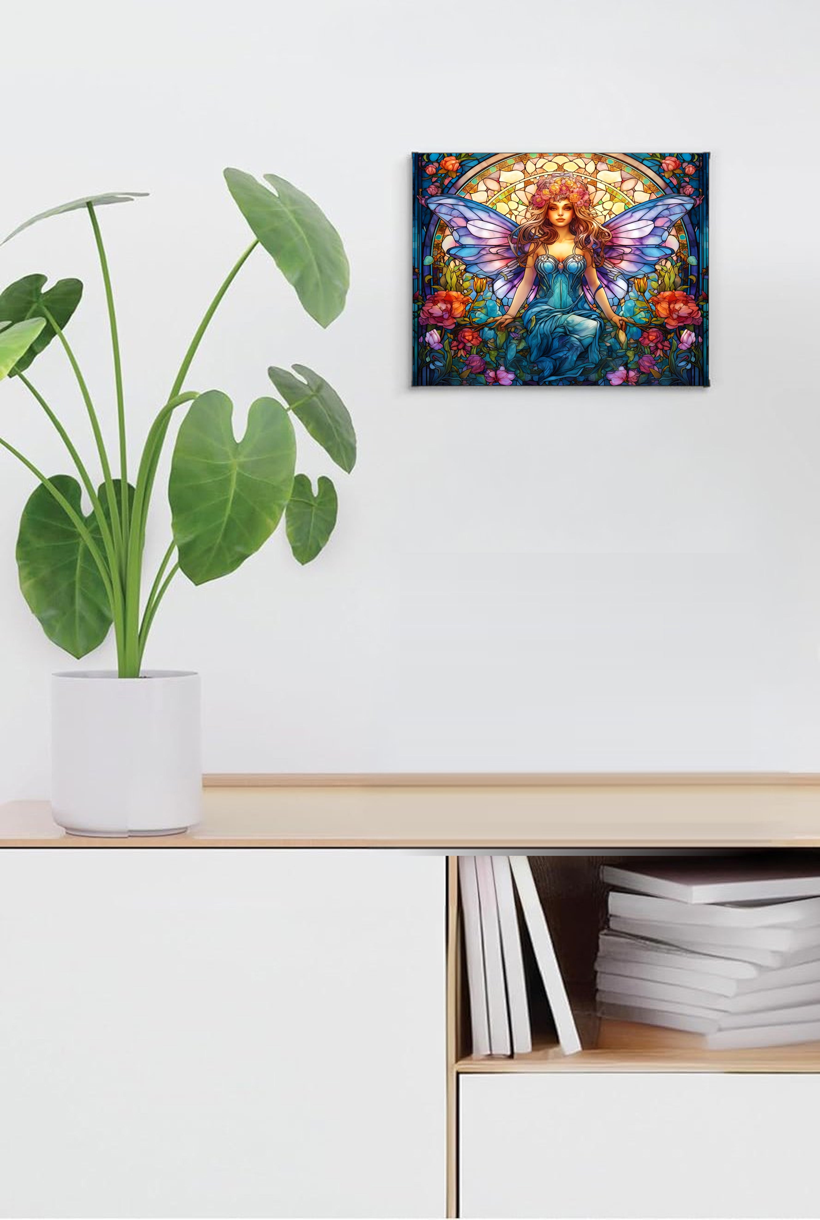 Fairy Suncatcher | Handmade Stained Glass Style Fantasy Art