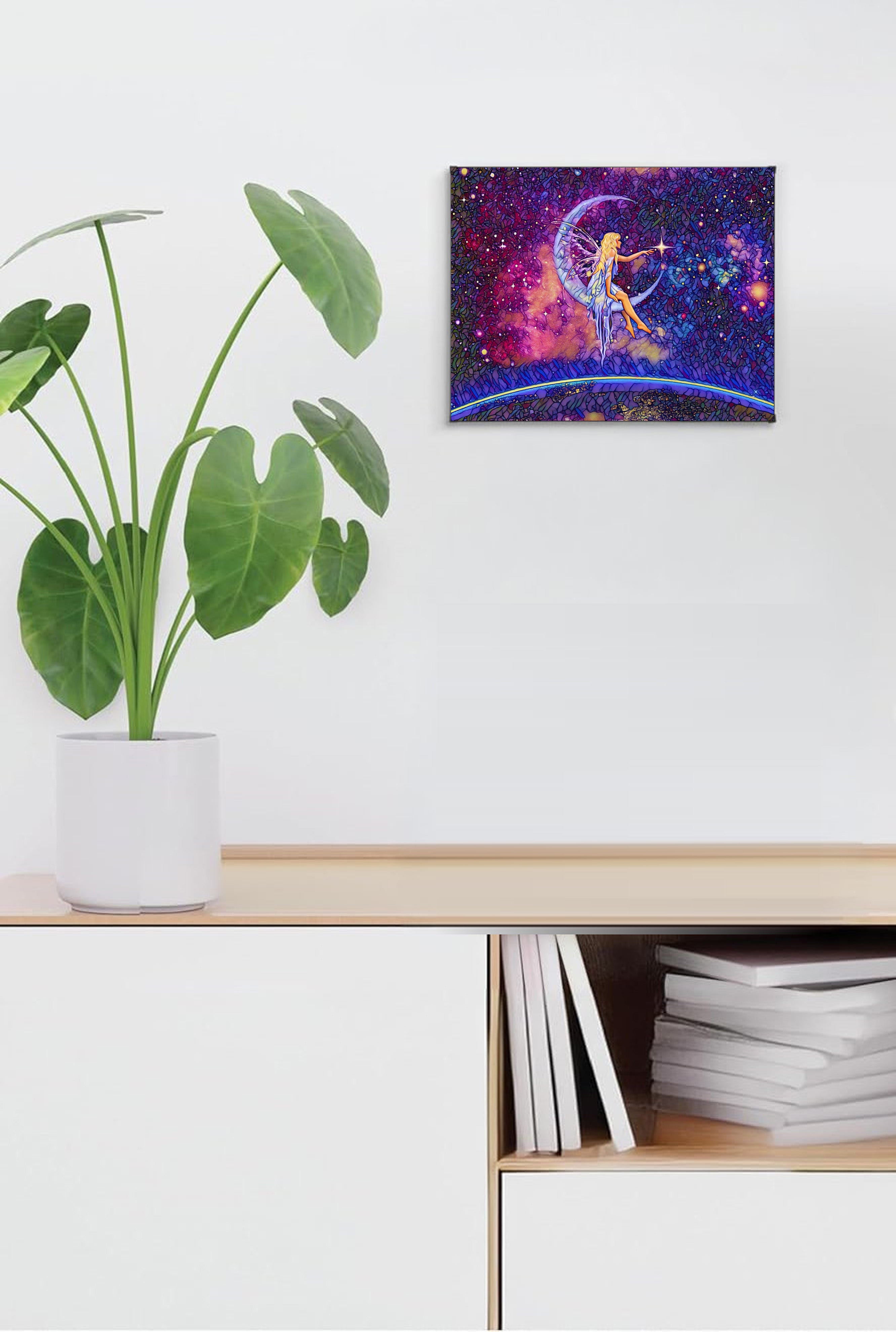 Celestial Fairy Suncatcher | Handmade Stained Glass Style Fantasy Art