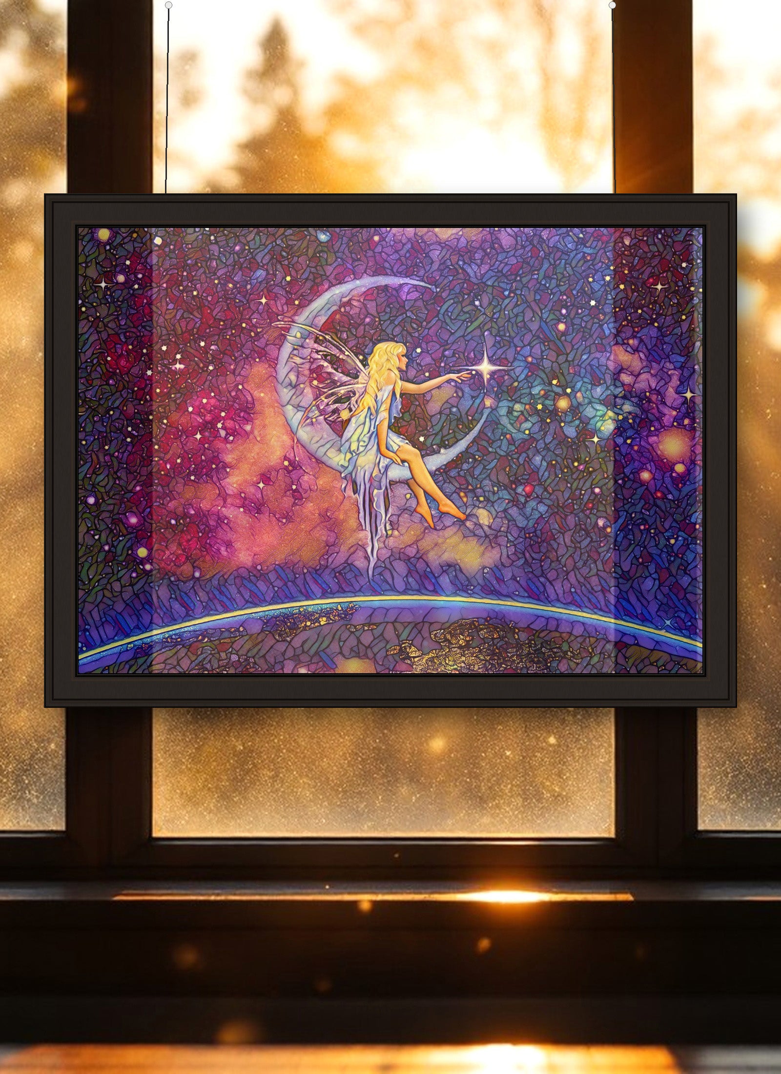 Celestial Fairy Suncatcher | Handmade Stained Glass Style Fantasy Art