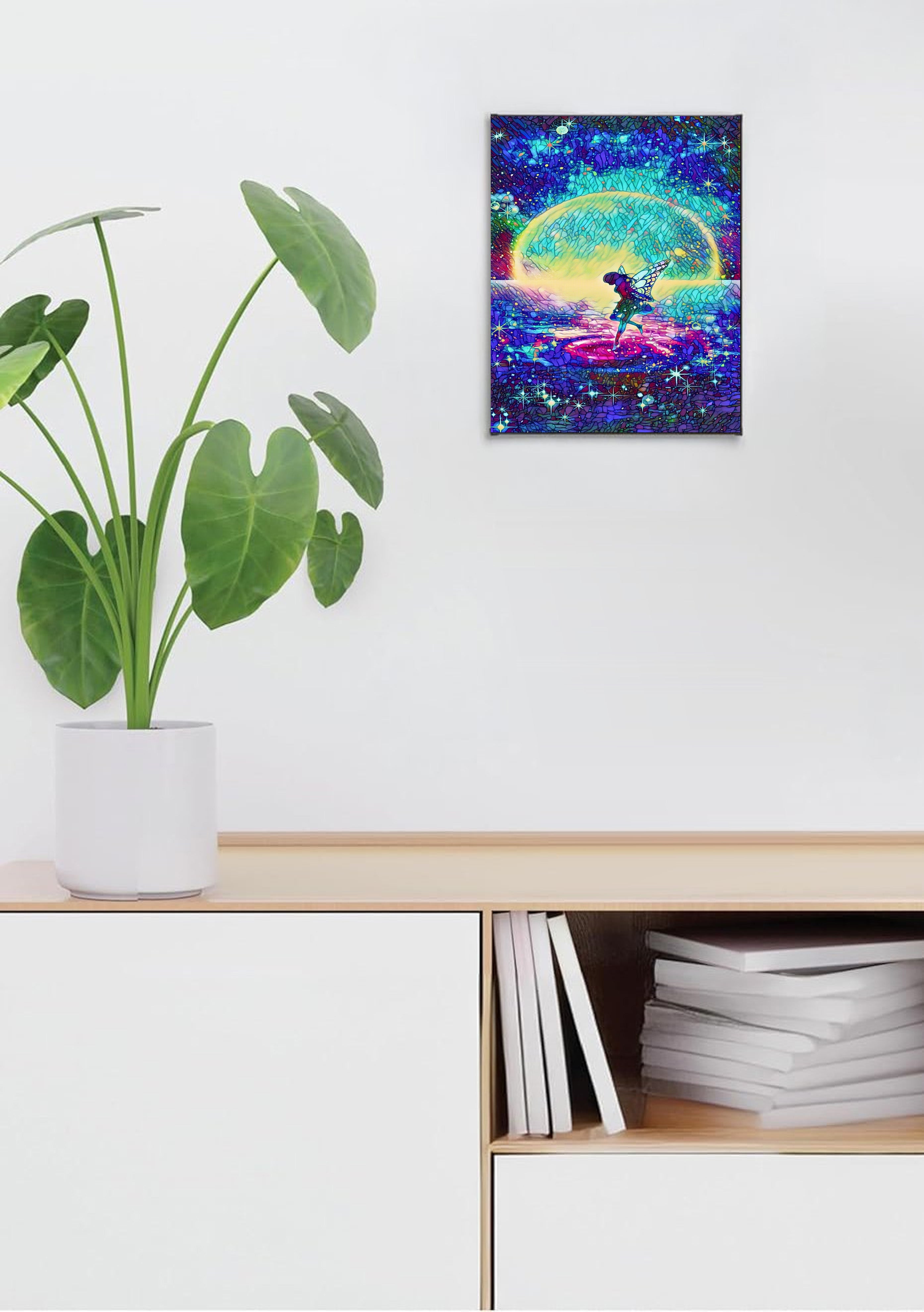 Starry Fairy Suncatcher | Handmade Stained Glass Style Fantasy Art