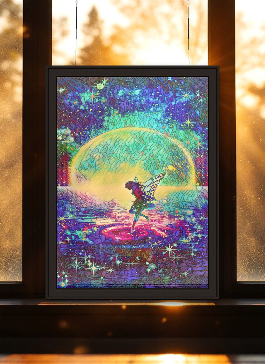 Starry Fairy Suncatcher | Handmade Stained Glass Style Fantasy Art