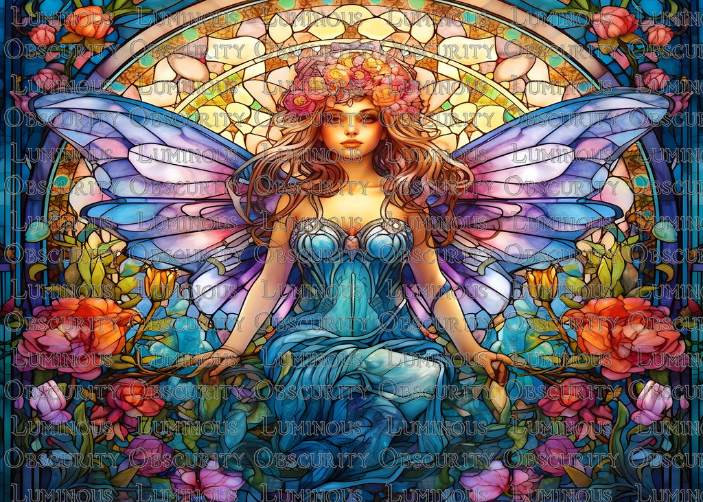 Fairy Suncatcher | Handmade Stained Glass Style Fantasy Art
