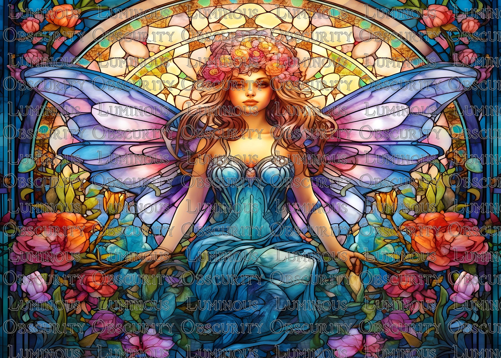 Fairy Suncatcher | Handmade Stained Glass Style Fantasy Art