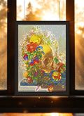 Floral Skull Suncatcher | Handmade Stained Glass Style Gothic Art