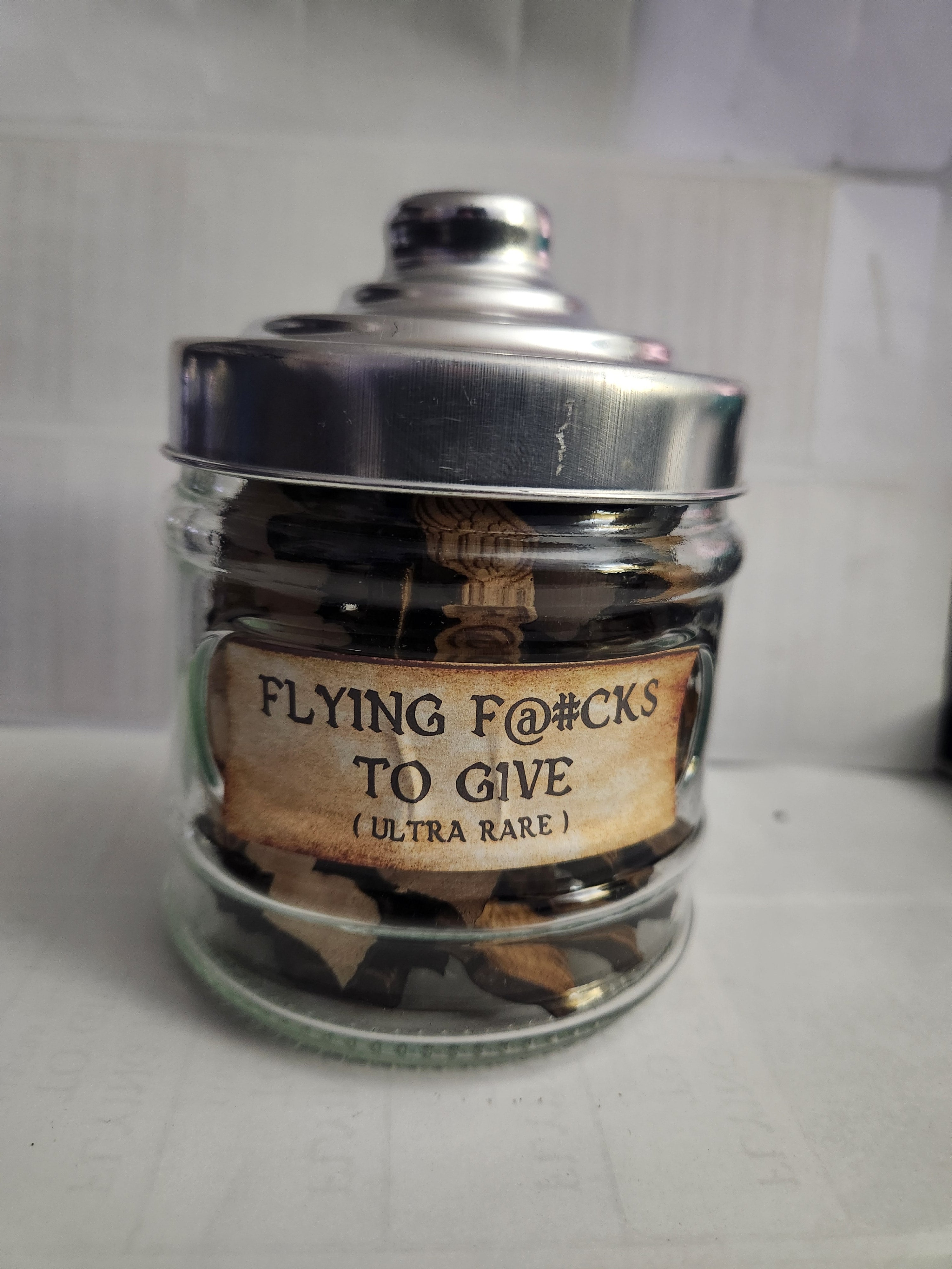 Flying F@#ks To Give | Laser Engraved Wood Novelty Gift | Glass Jar
