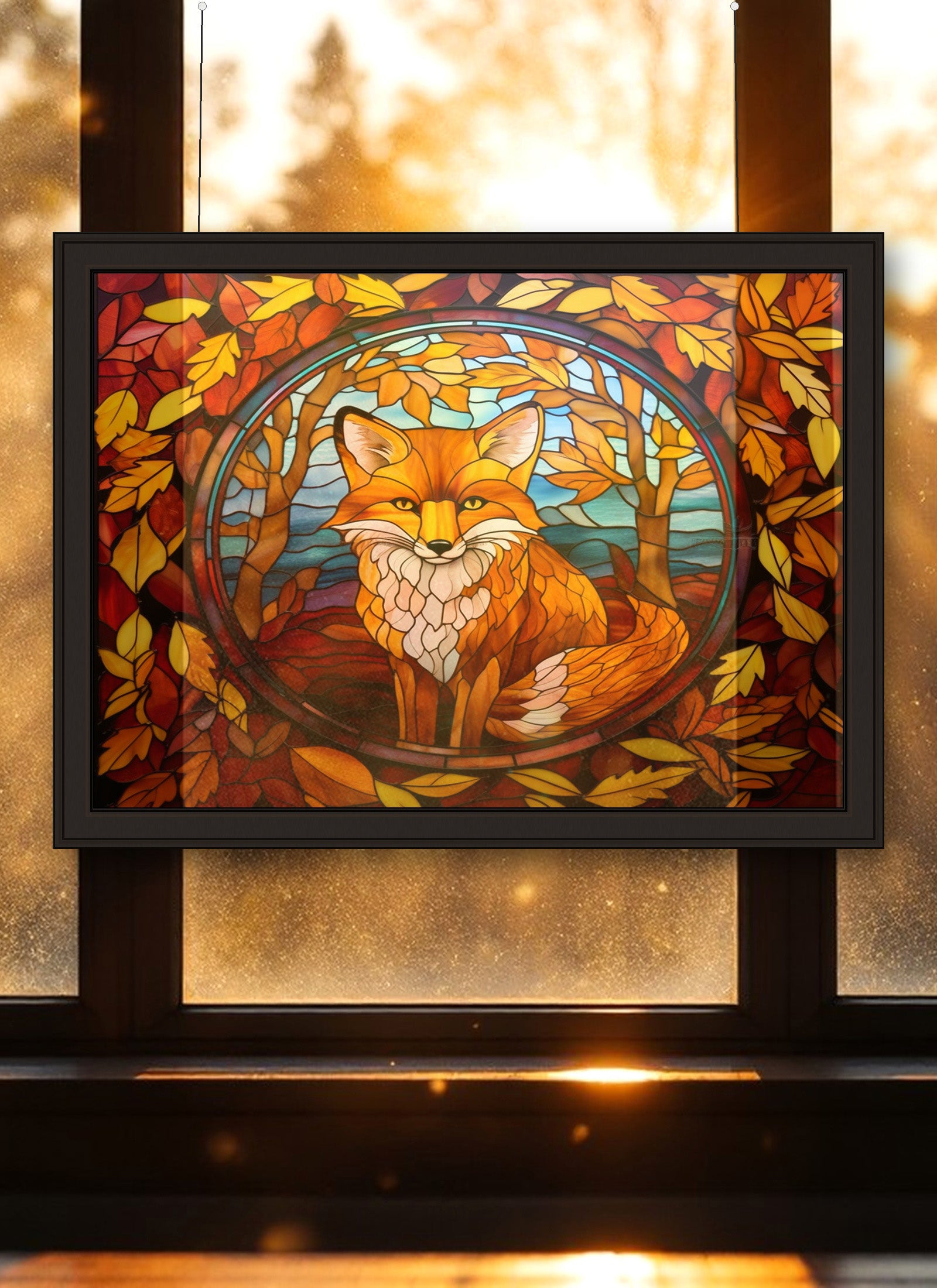 Fox Suncatcher | Handmade Stained Glass Style Window Art