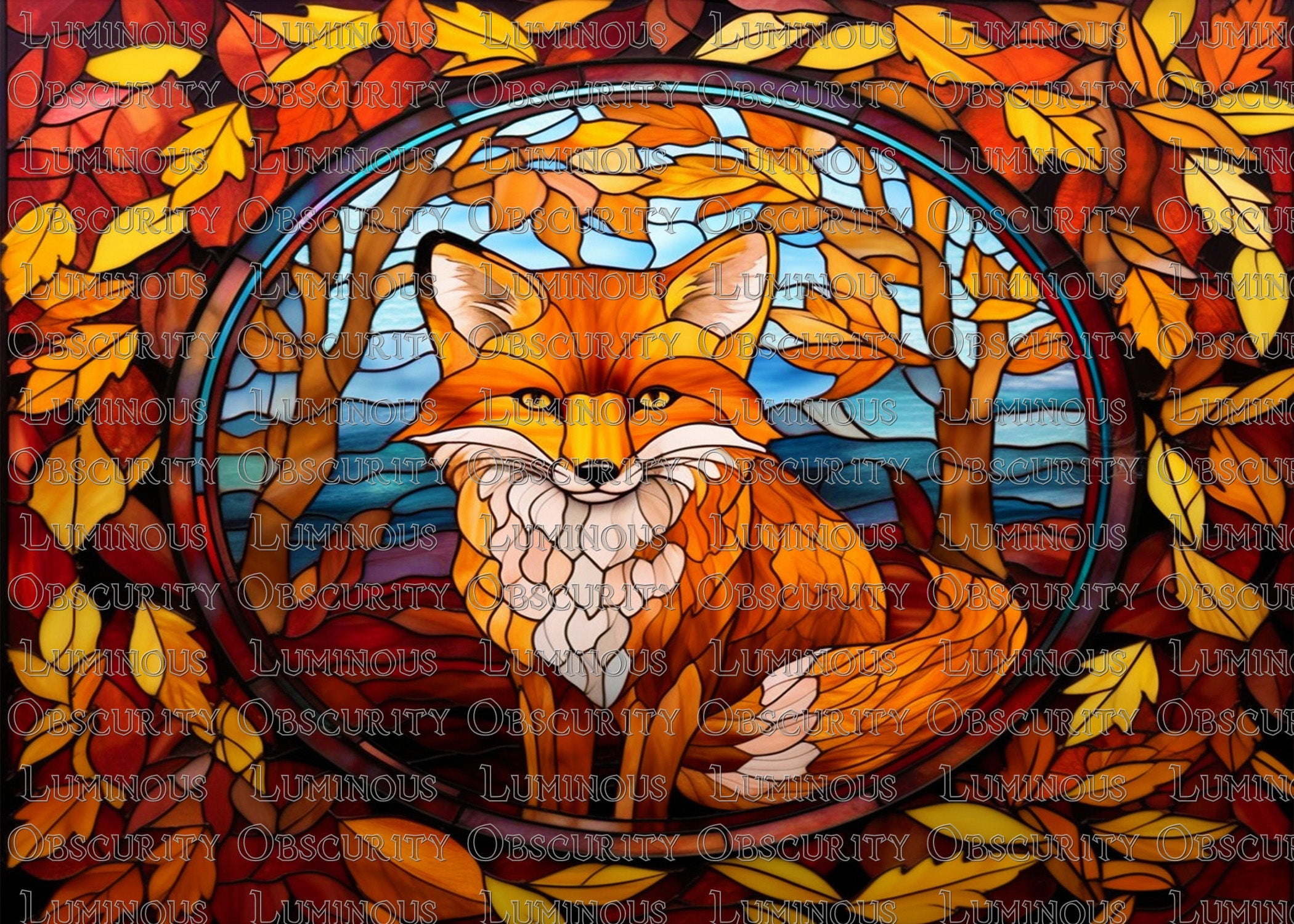 Fox Suncatcher | Handmade Stained Glass Style Window Art