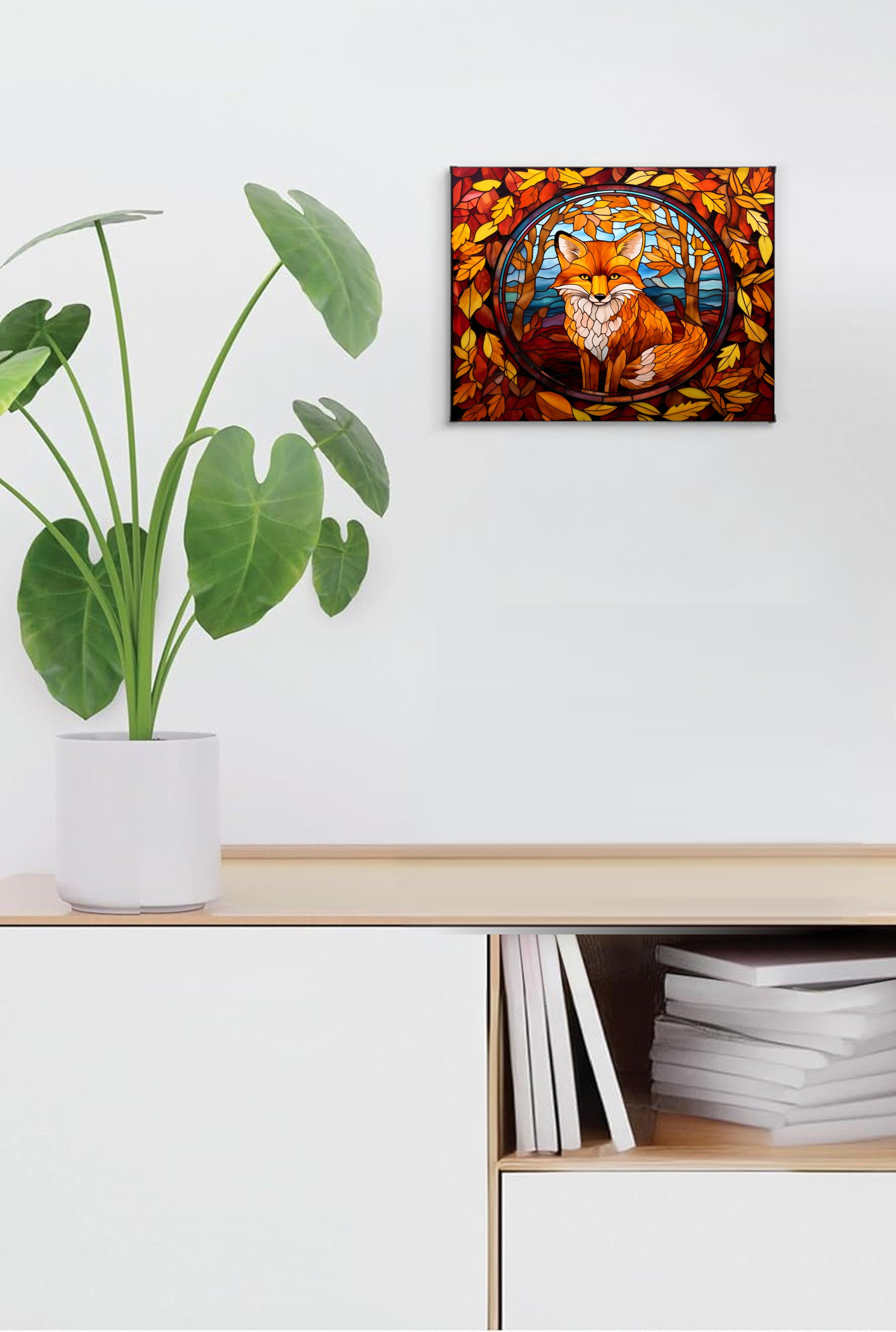 Fox Suncatcher | Handmade Stained Glass Style Window Art