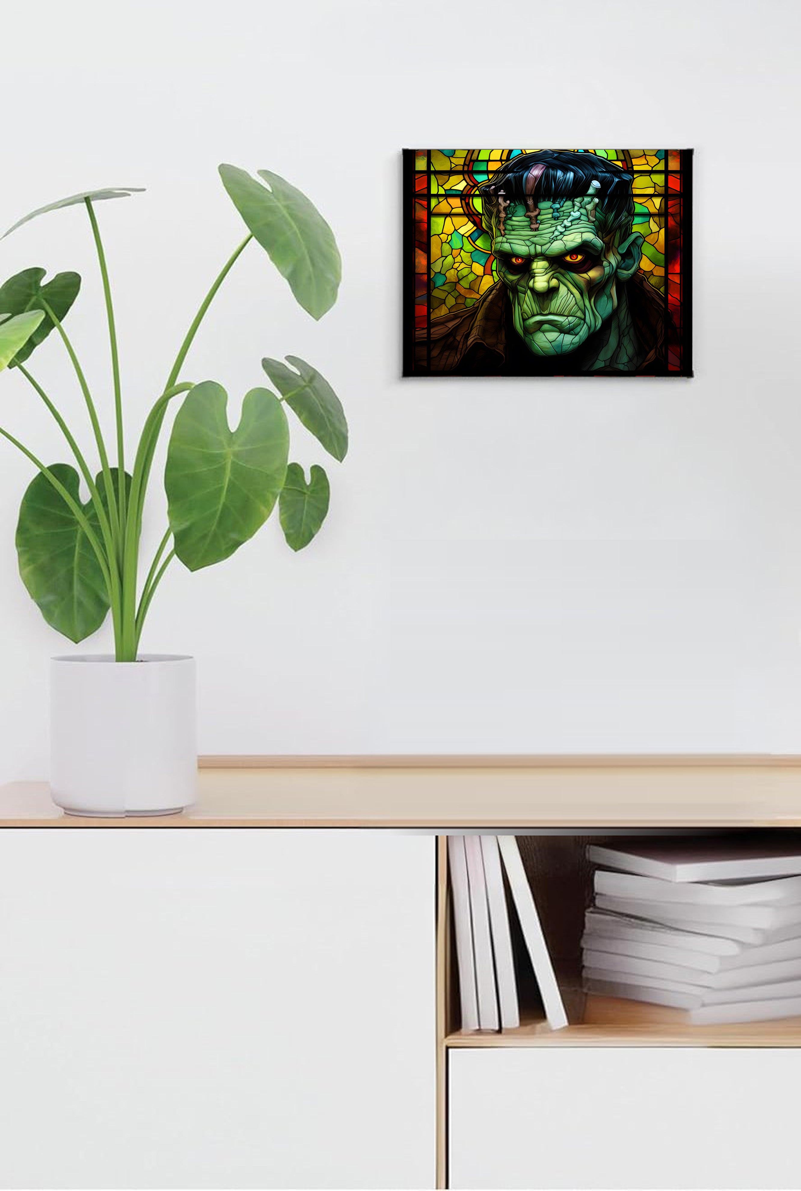 Frankenstein Suncatcher | Handmade Stained Glass Style Horror Art