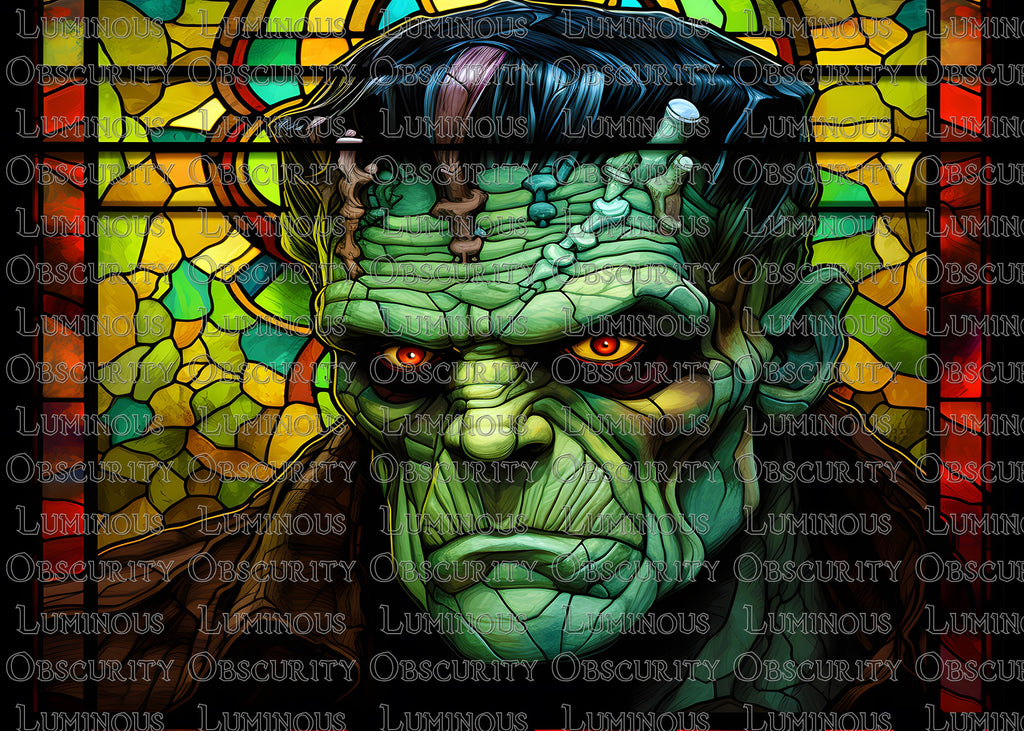 Frankenstein Suncatcher | Handmade Stained Glass Style Horror Art