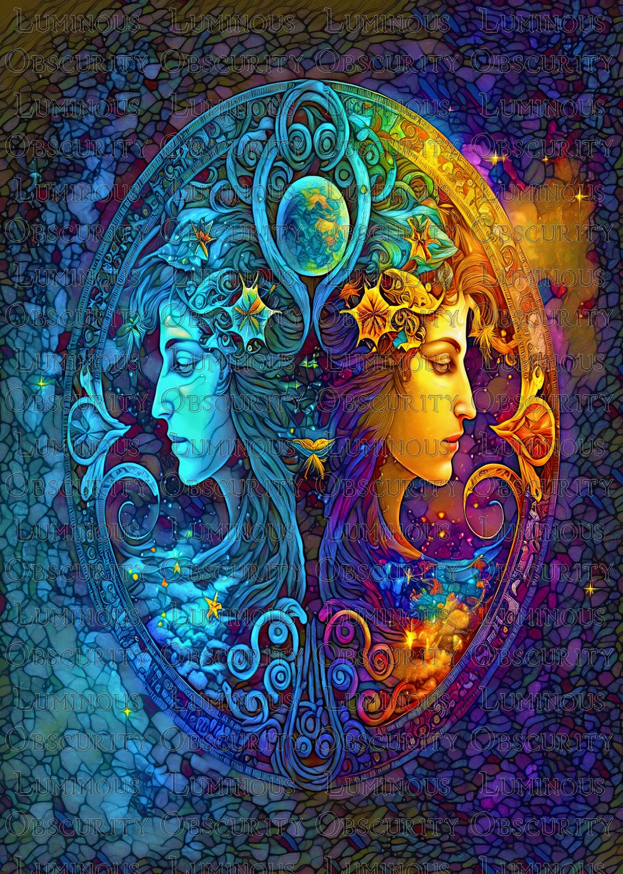Gemini Zodiac Suncatcher | Handmade Stained Glass Style Astrological Art