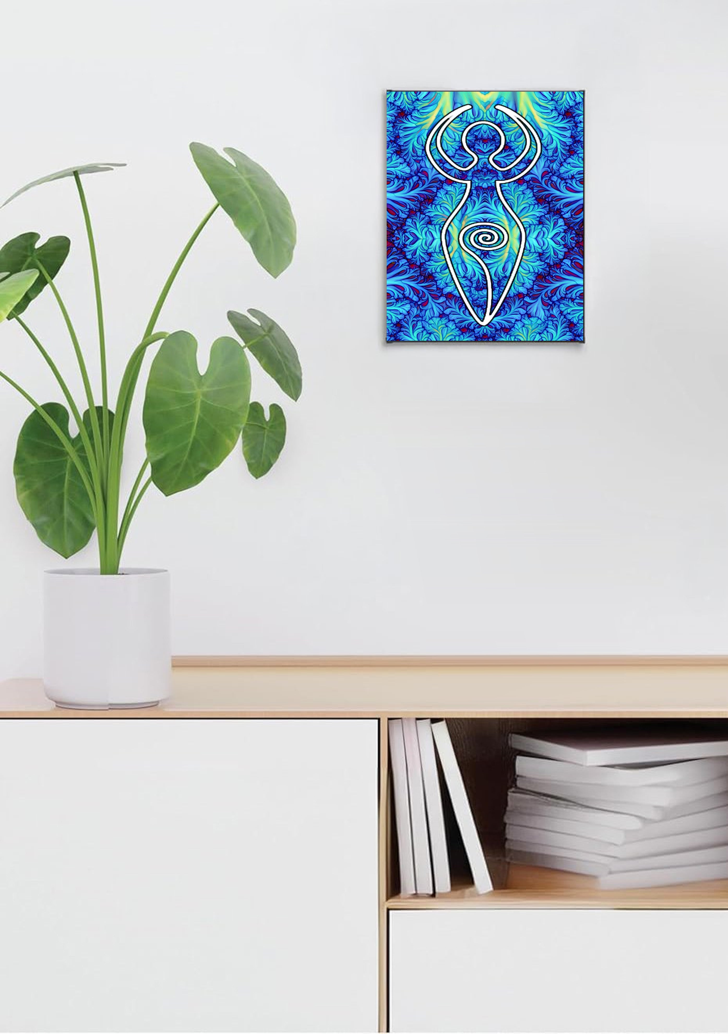 Blue Goddess Suncatcher | Handmade Stained Glass Style Spiritual Art