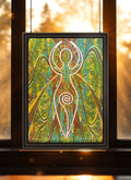 Heart Goddess Suncatcher | Handmade Stained Glass Style Spiritual Art