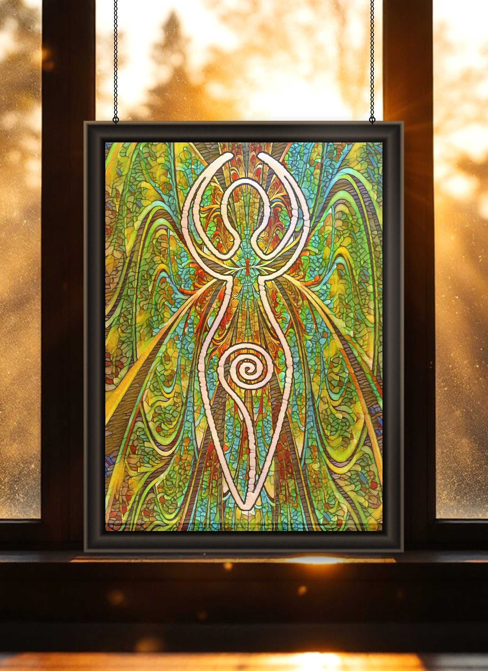Heart Goddess Suncatcher | Handmade Stained Glass Style Spiritual Art