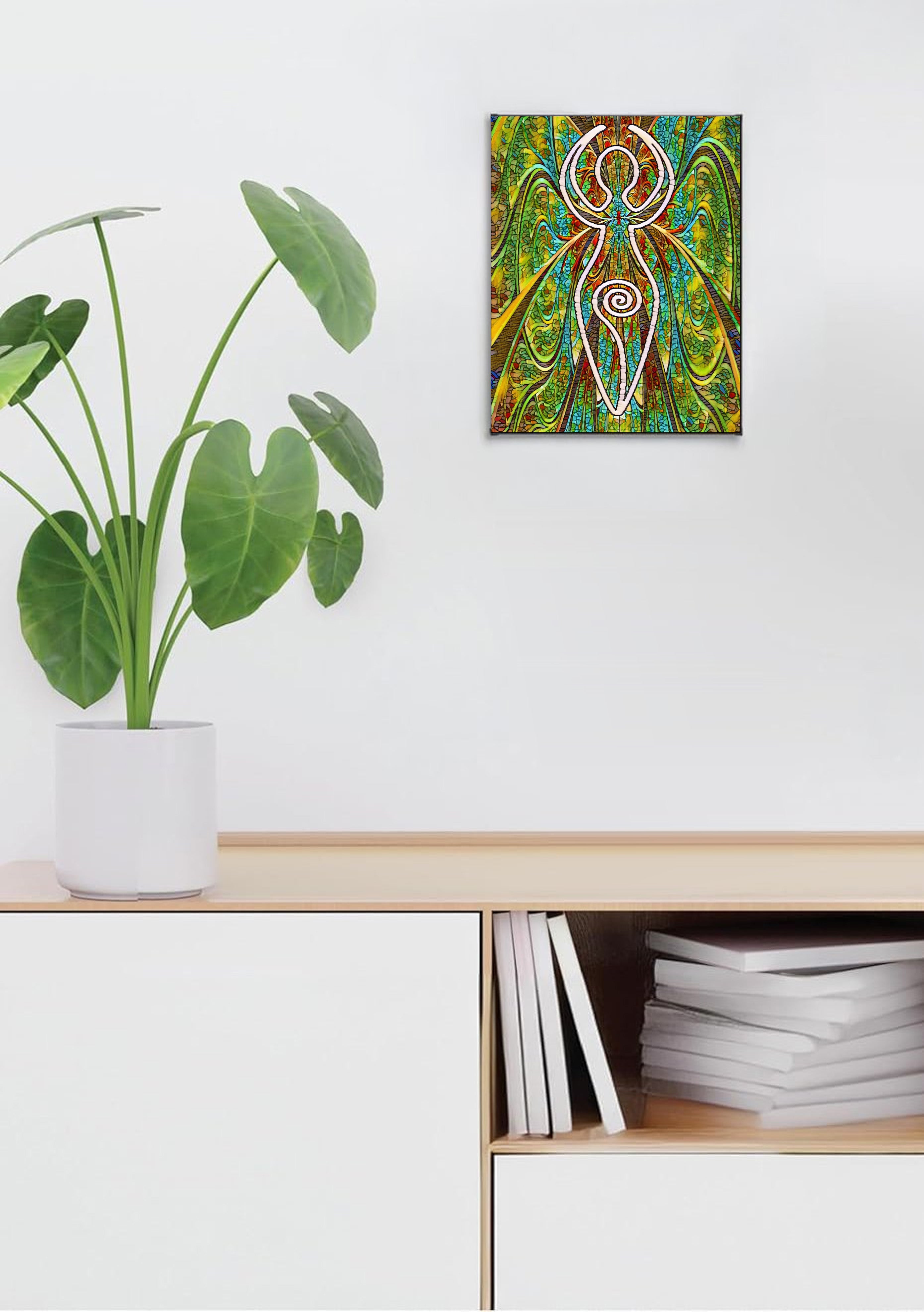 Heart Goddess Suncatcher | Handmade Stained Glass Style Spiritual Art
