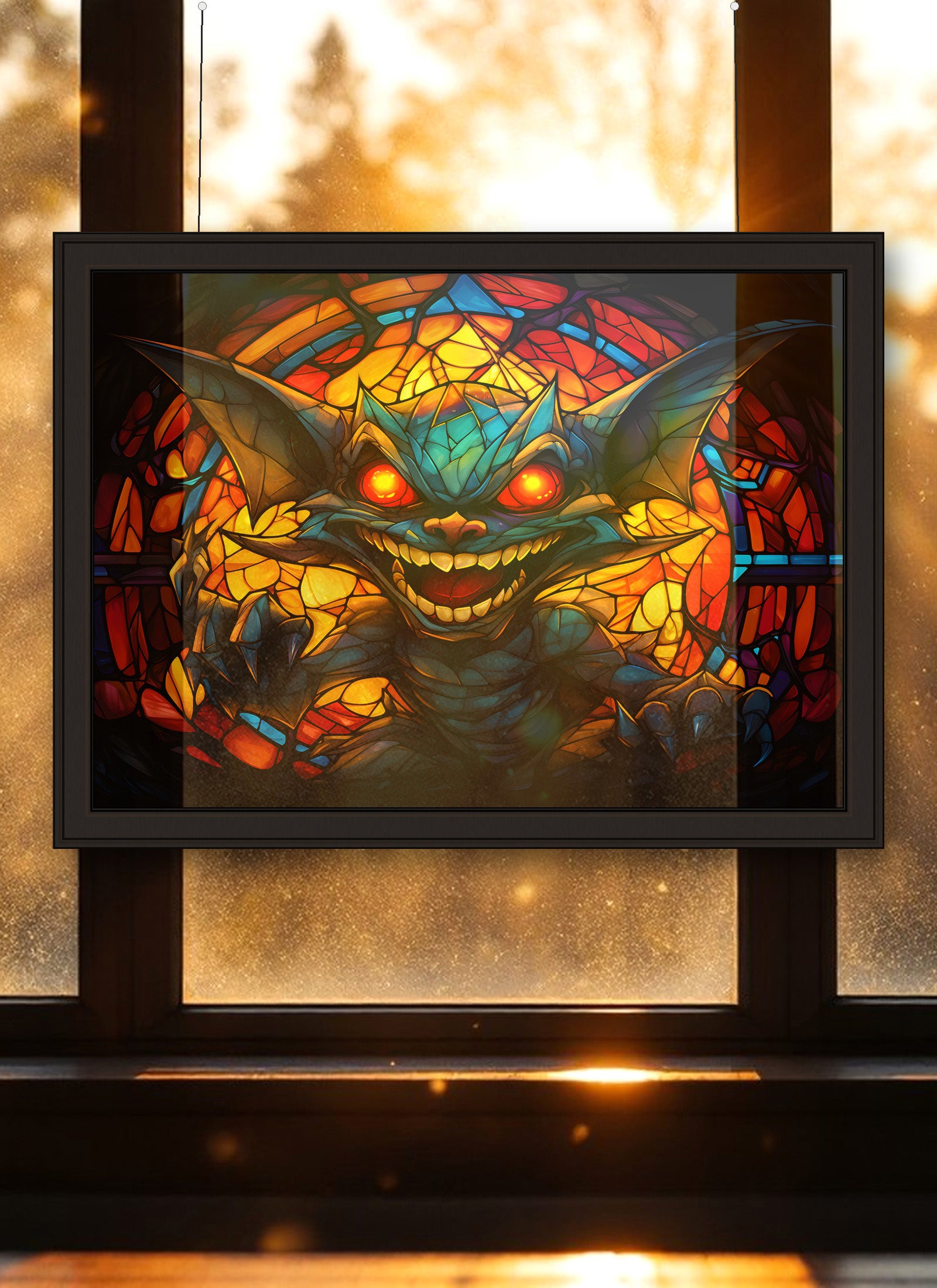 Gremlin Suncatcher | Handmade Stained Glass Style Fantasy Art