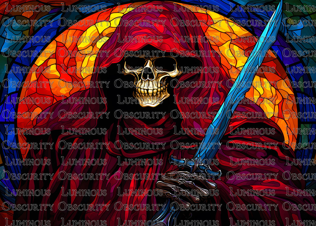 Grim Reaper Suncatcher | Handmade Stained Glass Style Gothic Art