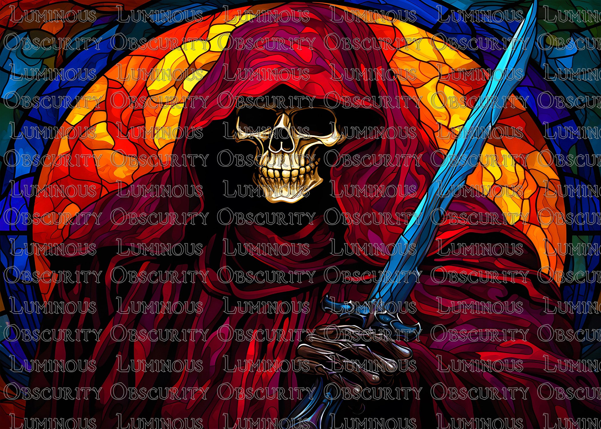 Grim Reaper Suncatcher | Handmade Stained Glass Style Gothic Art