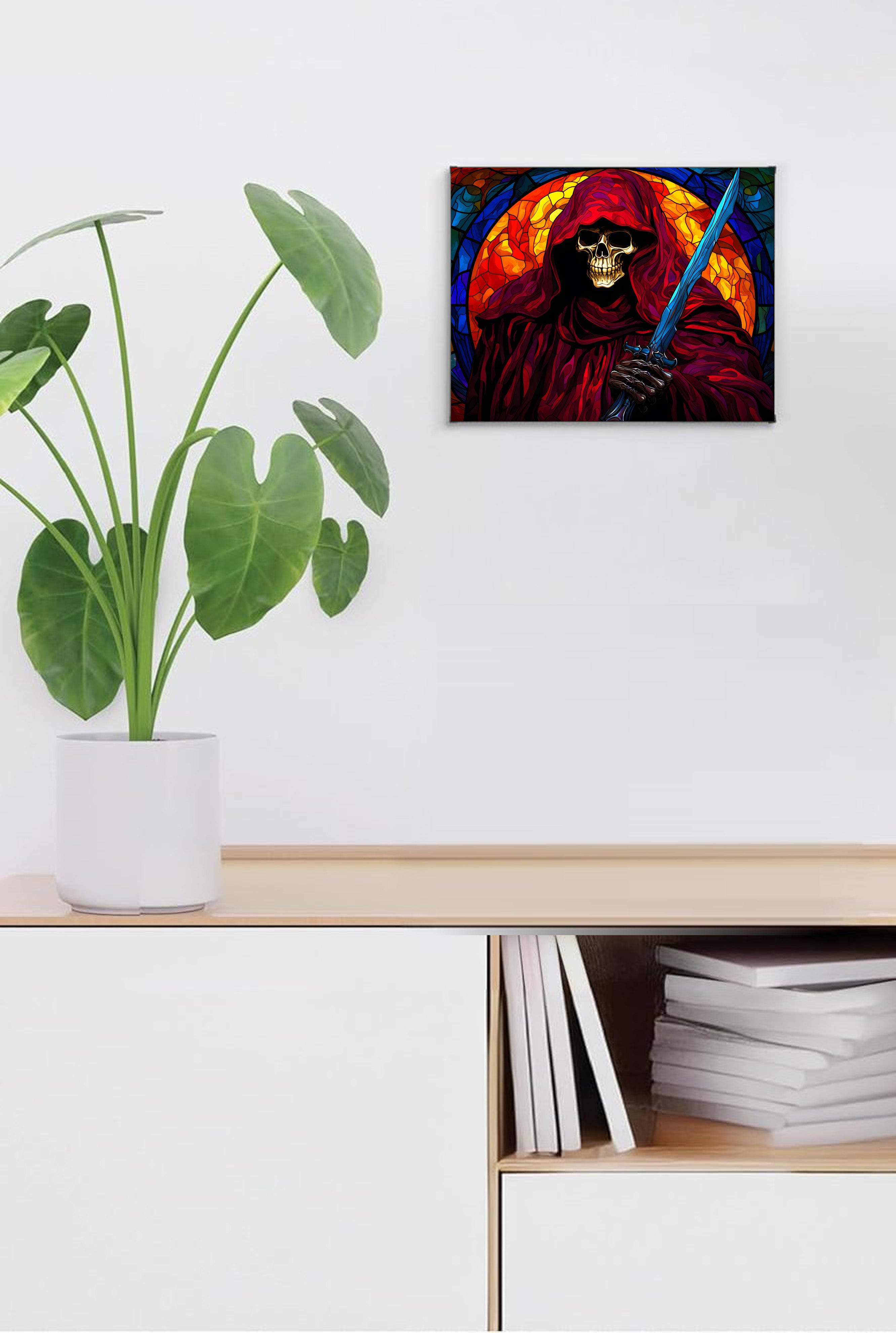 Grim Reaper Suncatcher | Handmade Stained Glass Style Gothic Art