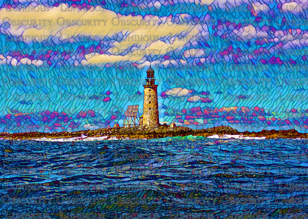 Halfway Rock Lighthouse Suncatcher | Handmade Maine Stained Glass Style Art