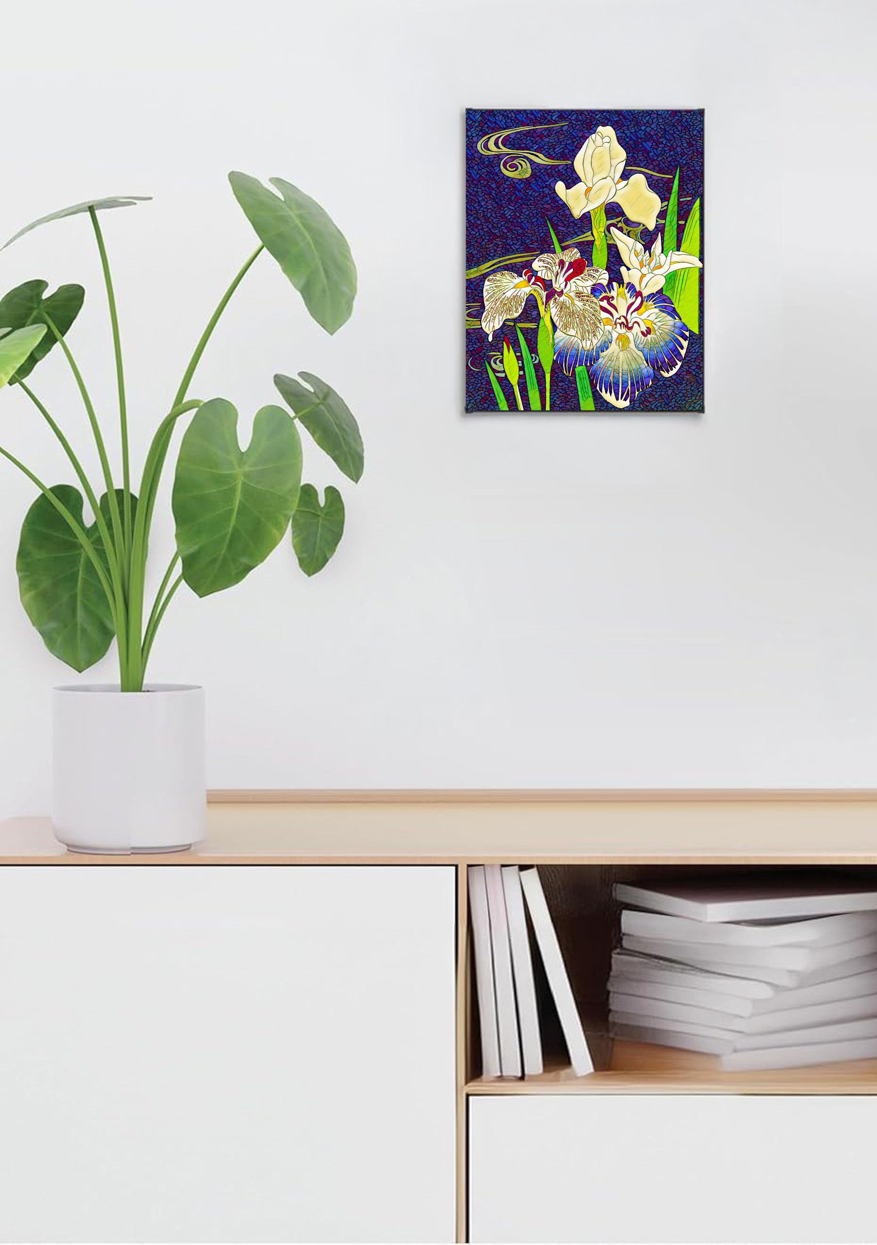 Iris Suncatcher | Handmade Stained Glass Style Floral Art