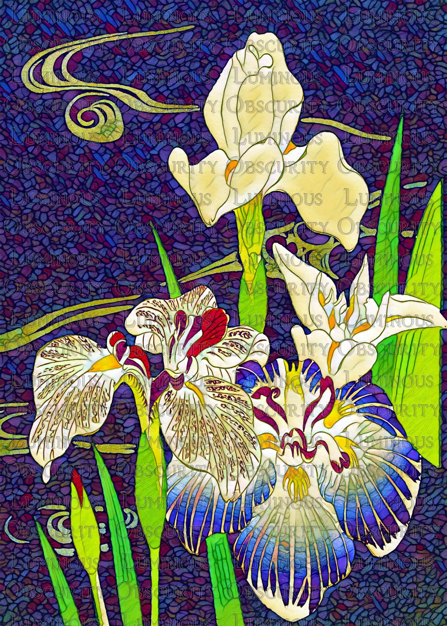 Iris Suncatcher | Handmade Stained Glass Style Floral Art