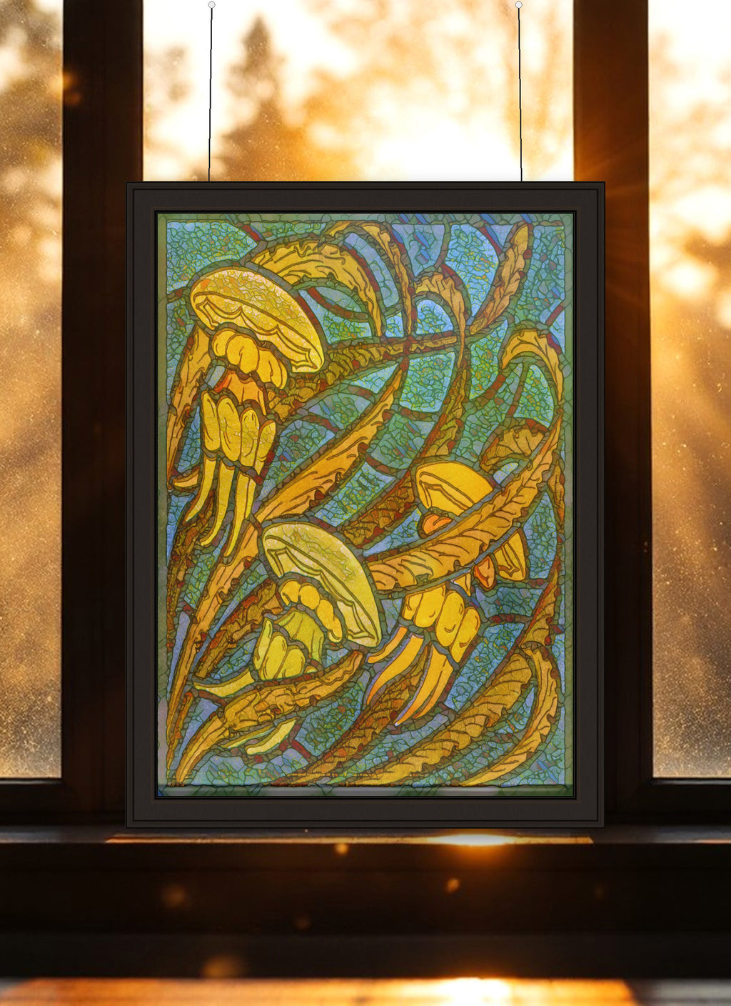 Jellyfish Suncatcher | Handmade Stained Glass Style Ocean Art