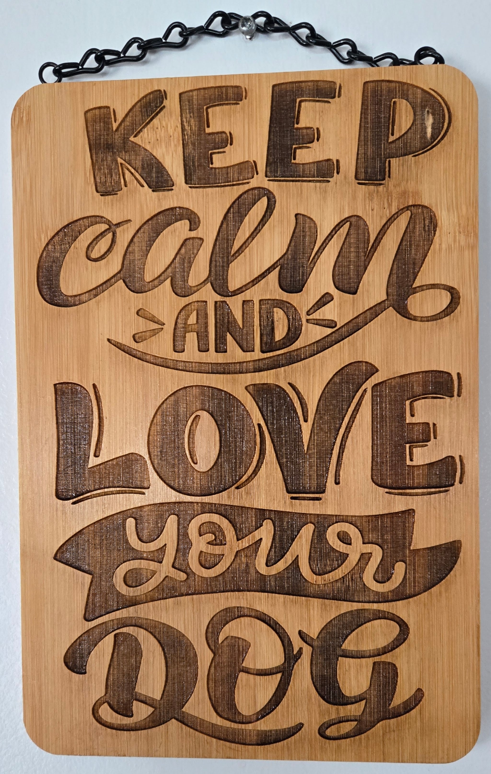 Keep Calm and Love Your Dog | Laser Engraved Bamboo Sign