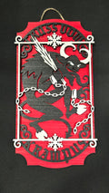Krampus Coffin Wall Hanging | Hand-Painted Gothic Wood Art