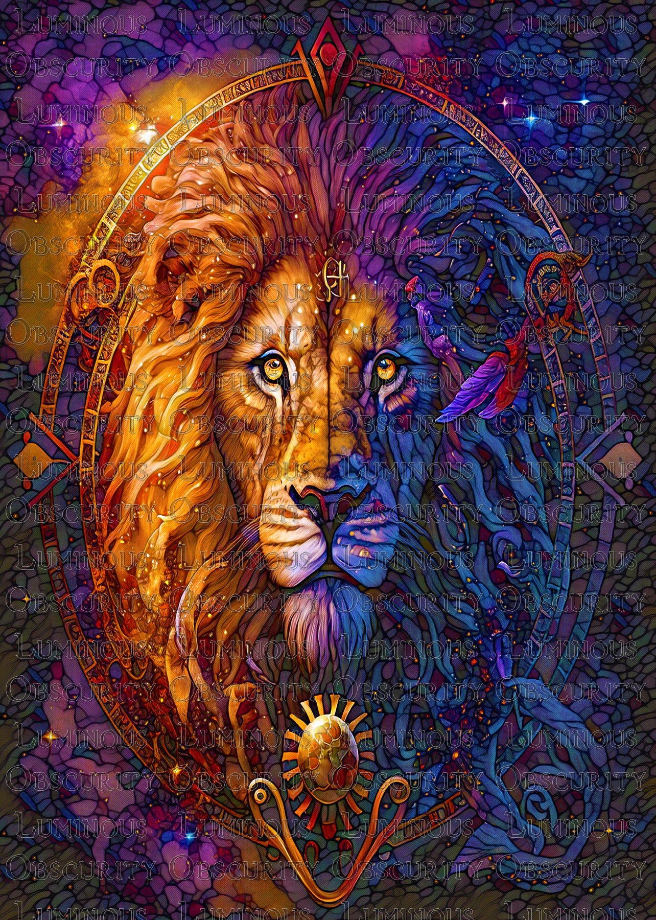 Leo Zodiac Suncatcher | Handmade Stained Glass Style Astrological Art