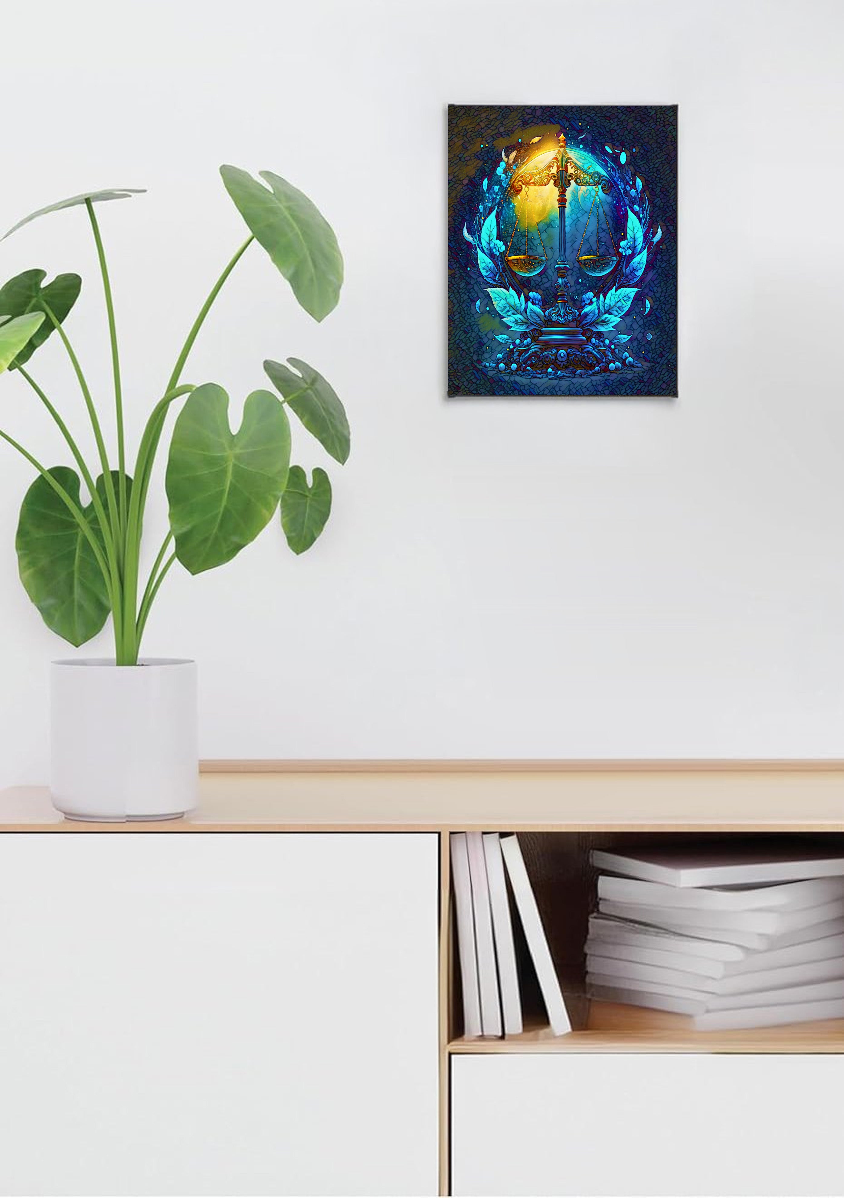Libra Zodiac Suncatcher | Handmade Stained Glass Style Astrological Art