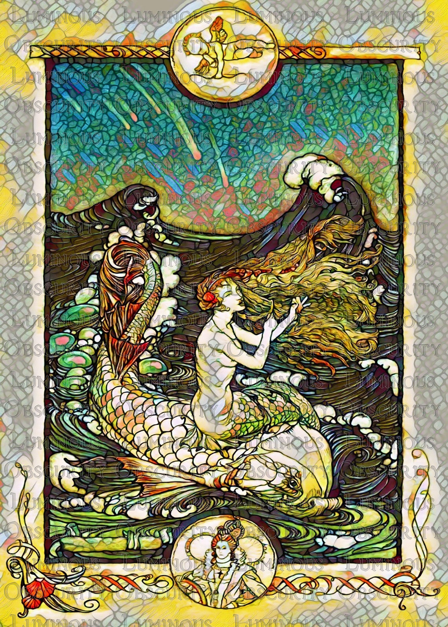 Mermaid Suncatcher | Handmade Stained Glass Style Fantasy Art