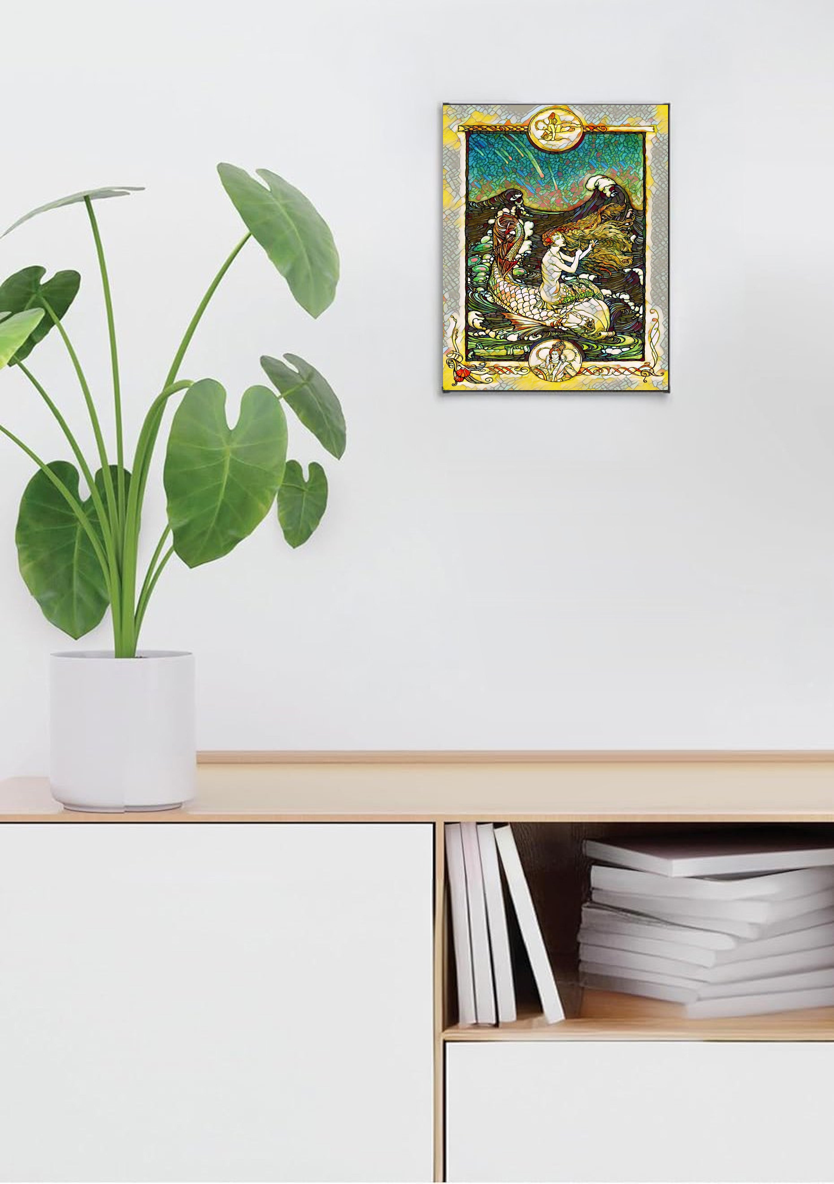 Mermaid Suncatcher | Handmade Stained Glass Style Fantasy Art