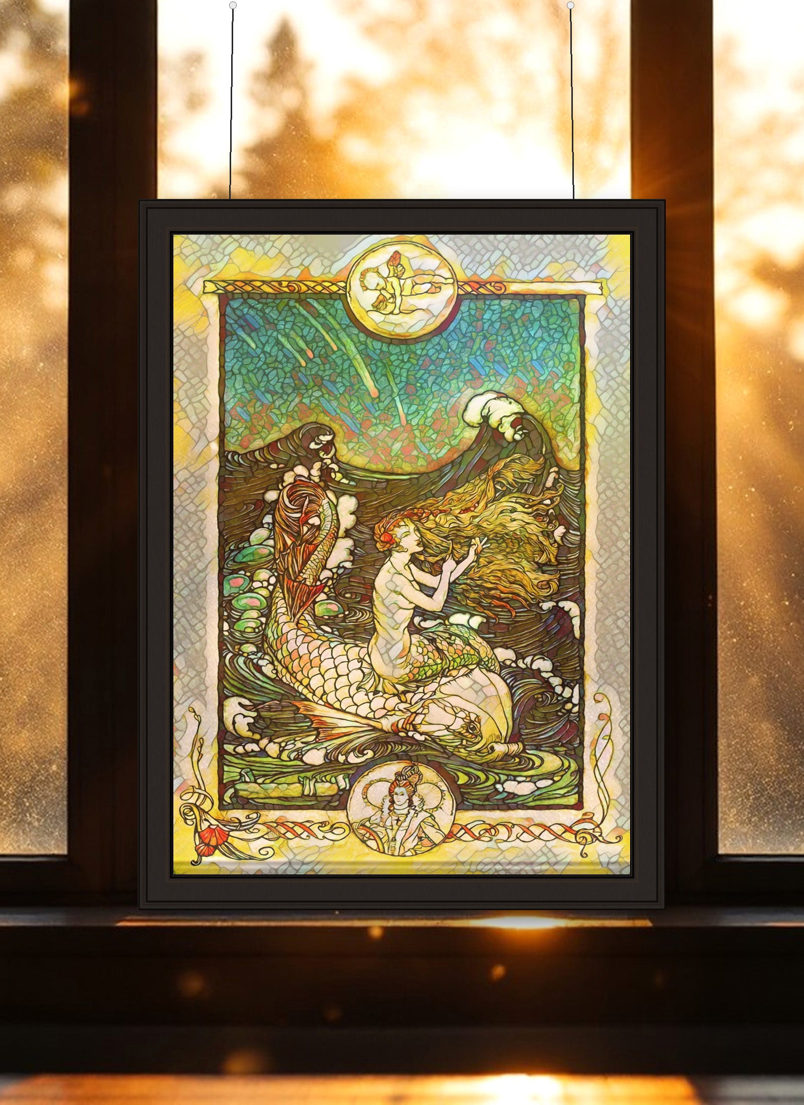 Mermaid Suncatcher | Handmade Stained Glass Style Fantasy Art