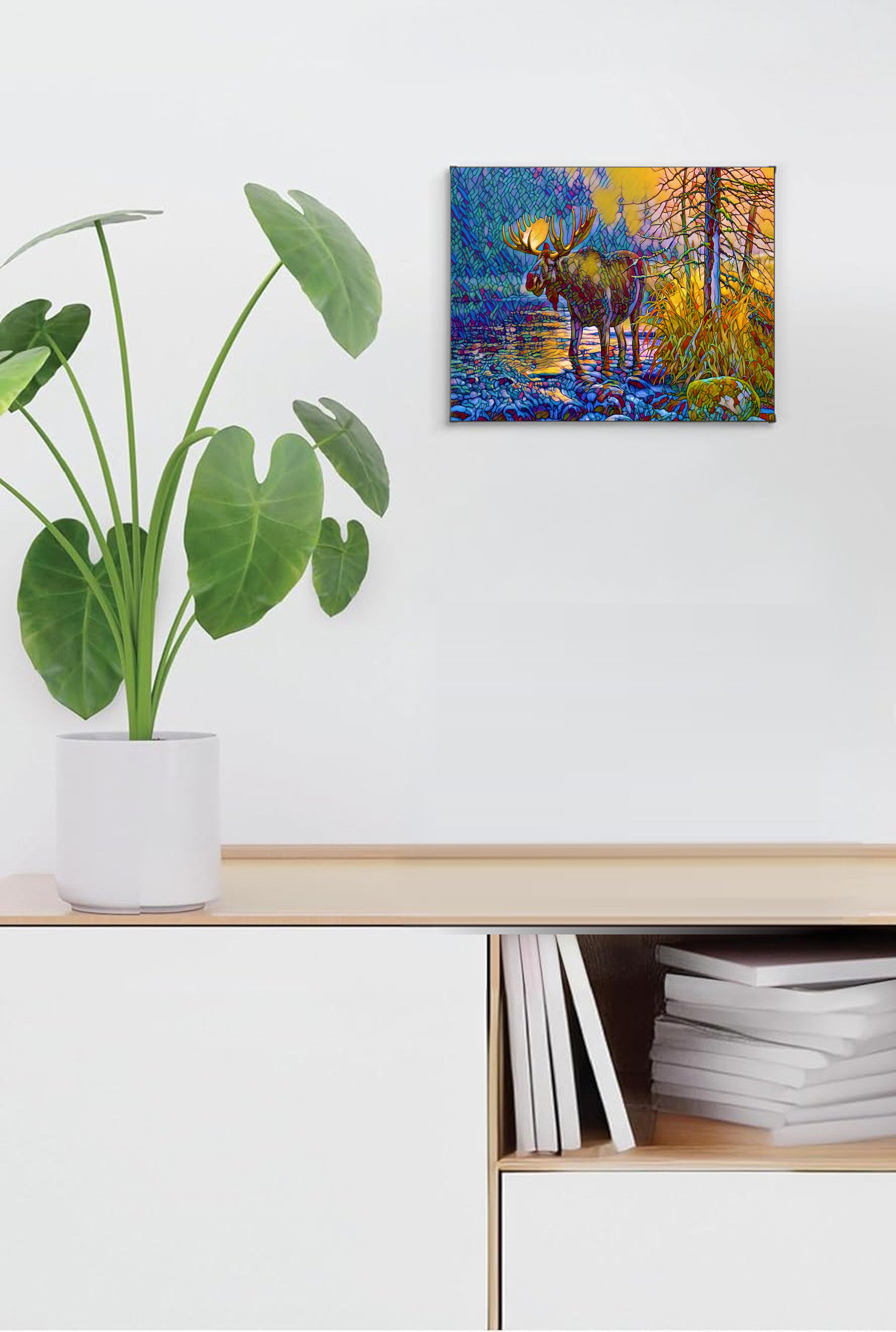 Moose Suncatcher | Handmade Stained Glass Style Window Art