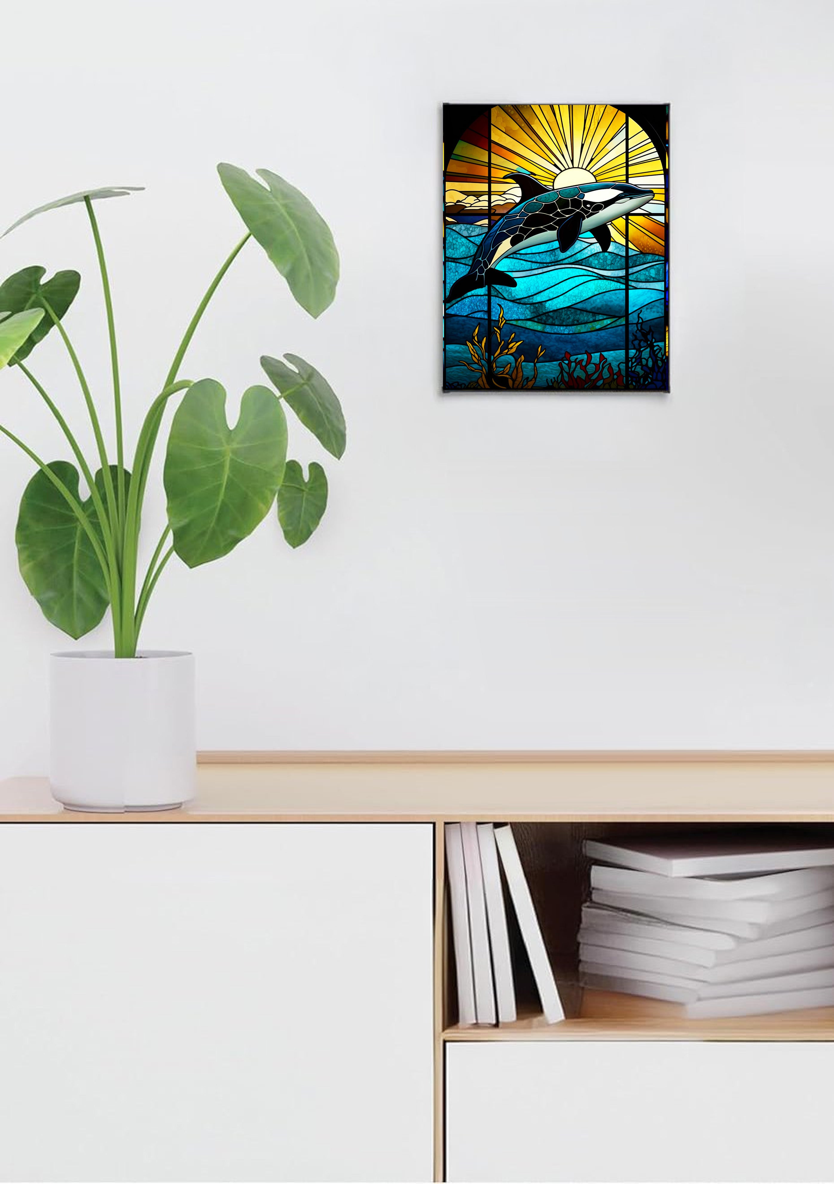 Orca Suncatcher | Handmade Stained Glass Style Ocean Art