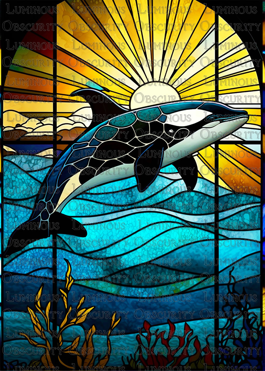 Orca Suncatcher | Handmade Stained Glass Style Ocean Art