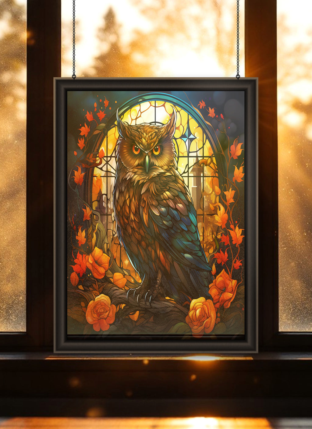 Owl Suncatcher | Handmade Stained Glass Style Window Art